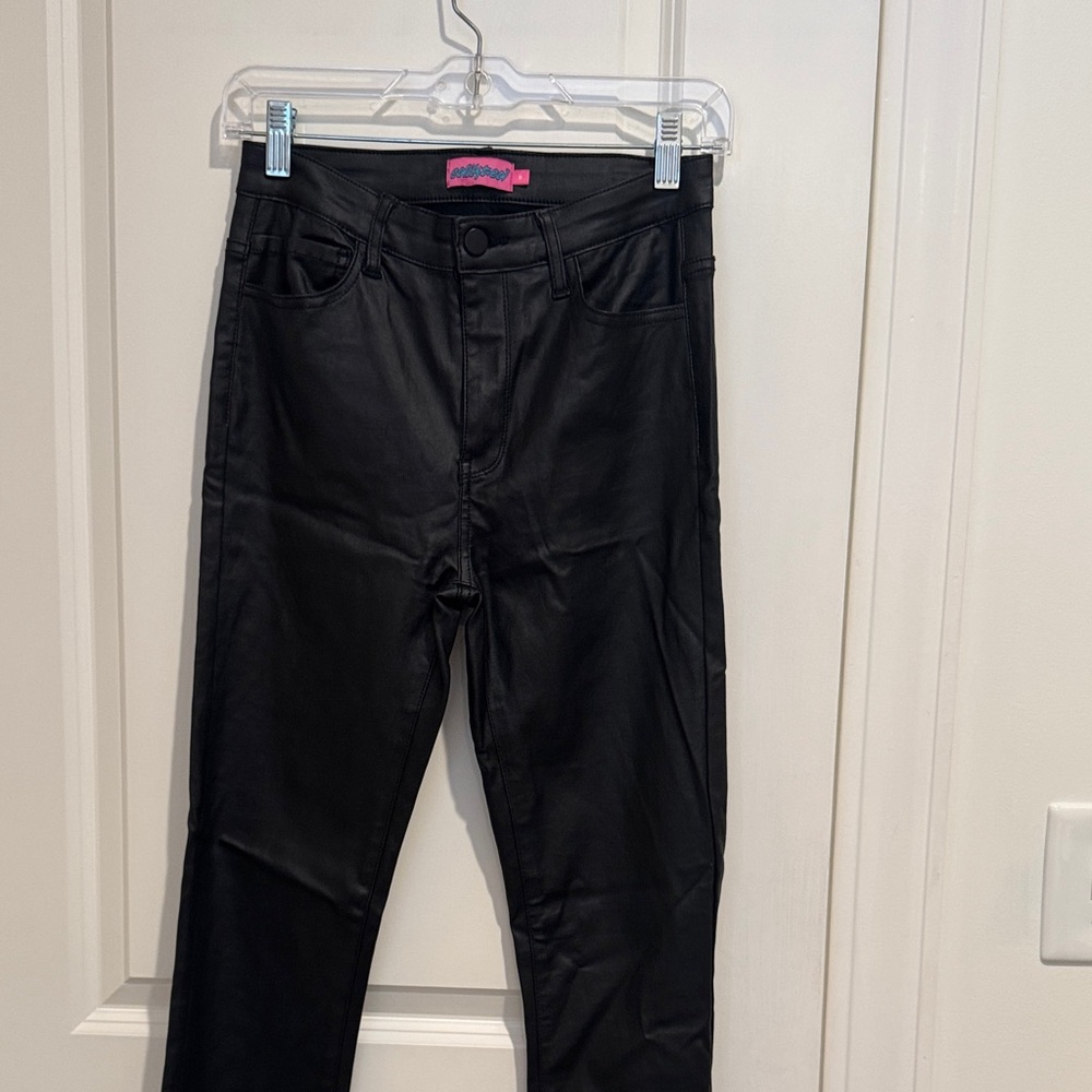 Edikted Black Flare Leather Pants